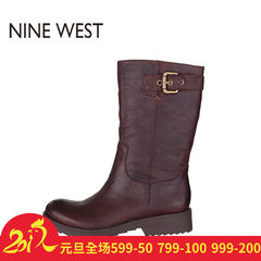 Nine West/玖熙经典百搭舒适皮带扣马蹄跟女短靴-301135765L