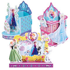 迪士尼冰雪奇缘艾莎公主3D立体拼图纸模儿童益智拼插拼装玩具礼物