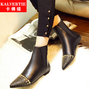 精品包品牌推薦 卡佛緹女鞋精品黑色品質新品女平跟鞋高端品牌靴子 精品包品牌