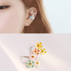 Korean version of the new beautiful flower ear bones clip without ears ear clip ear earring earrings (can be used as armor)