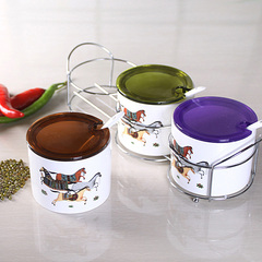 创意古典马调味陶瓷三件套装调料罐调味盒糖盐罐调料盒厨房用品