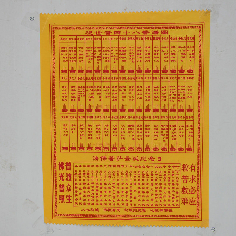 观音香谱图四十八香火图谱烧香观香布料香谱财神仙家香谱家居香薰
