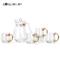 罗比罗丹 创意水杯 玻璃花茶杯珐琅彩果汁壶冷水壶家用水具套装