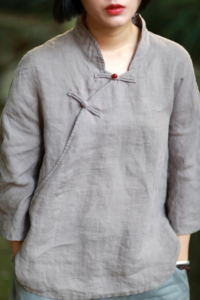 言午葵 独立原创 文艺艺术家气质 高级苎麻中式盘扣