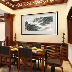 新中式简约卧室装饰画床头挂画 餐厅客厅张大千荷花山水古画