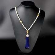 Thai products limited-lapis lazuli Pearl tassel long necklace vintage elegant ladies package mail