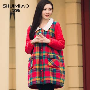 水淼旗舰店水淼加肥加大码女装秋冬韩版棉服女中长款棉袄外套棉衣 S14DU4158