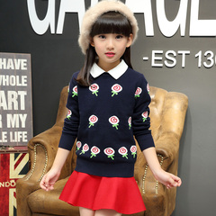 童装女童毛衣针织衫2106秋季新款韩版儿童时尚翻领套头打底衫上衣