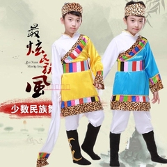 儿童藏族舞蹈演出服饰少数民族蒙古族服装男童舞台表演服装新款