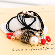 Know NI the Korean version of elastic hair bands of high-elastic two-rope hair decorated headdress imitation pearls of fine string line