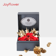 joyflower进口玫瑰永生花礼盒干花真花创意摆件生日礼物