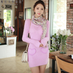 Knitted dress big pink doll summer 2015 new women's slim hips slim dress