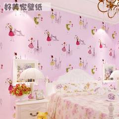 新款粉色无纺布浪漫温馨卡通儿童房芭蕾公主女孩卧室环保墙纸壁纸