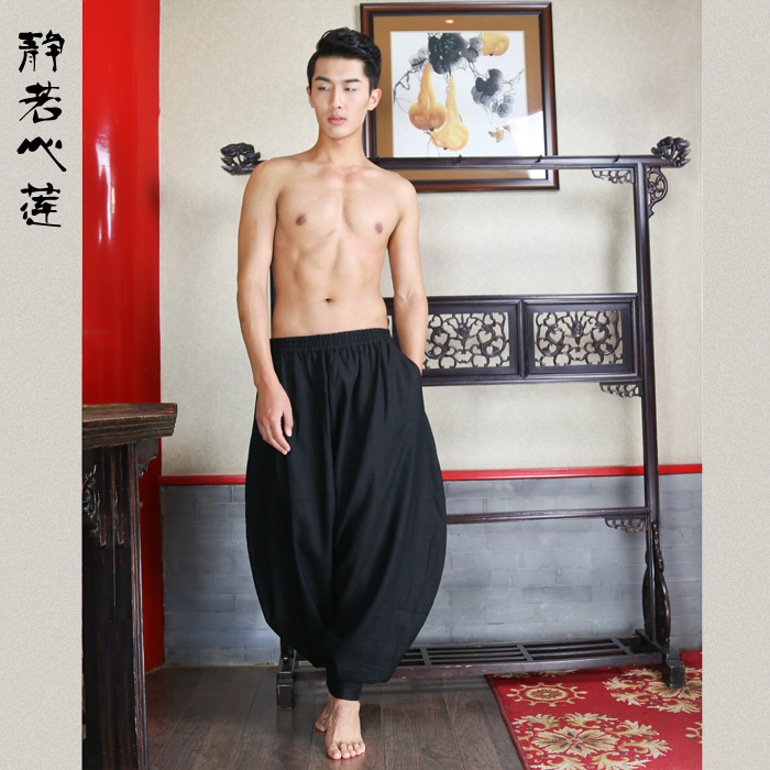 【静若心莲】DDK-0006男款春夏原创舒适棉麻宽松休闲哈伦裤大裆裤在类目 男装, 休闲裤中 - 来自Buy2taobao.com提供专业的淘宝代购服务