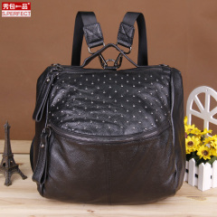 Show package rivet backpack Jurchen Korean wave ladies leather fashion handbag shoulder bag casual backpack