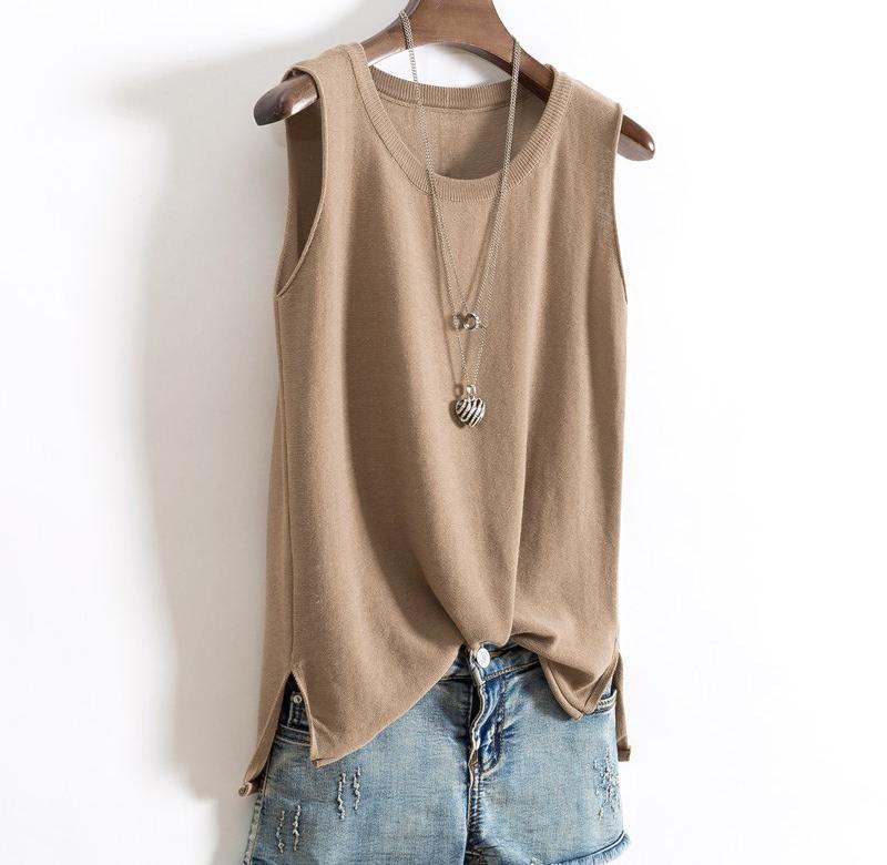 纯棉吊带背心女夏季短款中长无袖内搭大码针织打底衫宽松外穿上衣