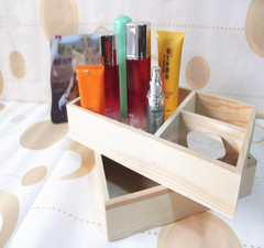 实木复古化妆品收纳盒客厅木质储物盒格子桌面木制盒子大小号包邮