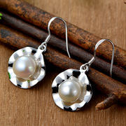 Is 925 Silver inlaid natural Thai ladies Thai silver ornate Pearl Earrings fashion earrings women''s products
