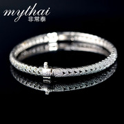 Very Thai 925 Silver leaf pattern bracelet fashion opening import mark game