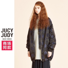 Jucy Judy百家好2016秋中长款波点风衣外套女专柜正品JQJP622G