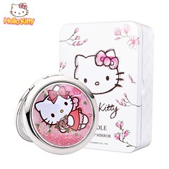 正版HelloKitty镜子粉色水晶化妆镜子 凯蒂猫便携镜七夕礼物刻字