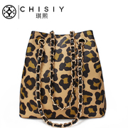 Qi XI Crossbody bags women bags leather bucket handbag 2015 fall/winter new style Leopard print fashion shoulder bag