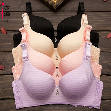 内衣文胸加厚8cm无痕无钢圈一片式小胸平胸深v性感聚拢美背女胸罩