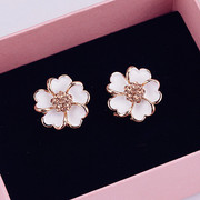 Mail compose good authentic earring Korea cute flowers Flash diamond stud earrings new 2015 ear jewelry Europe color