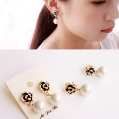 Korean version of the elegant Lady without pierced ears Black Pearl clip earrings ear studs earrings ear bones clip ear acupuncture