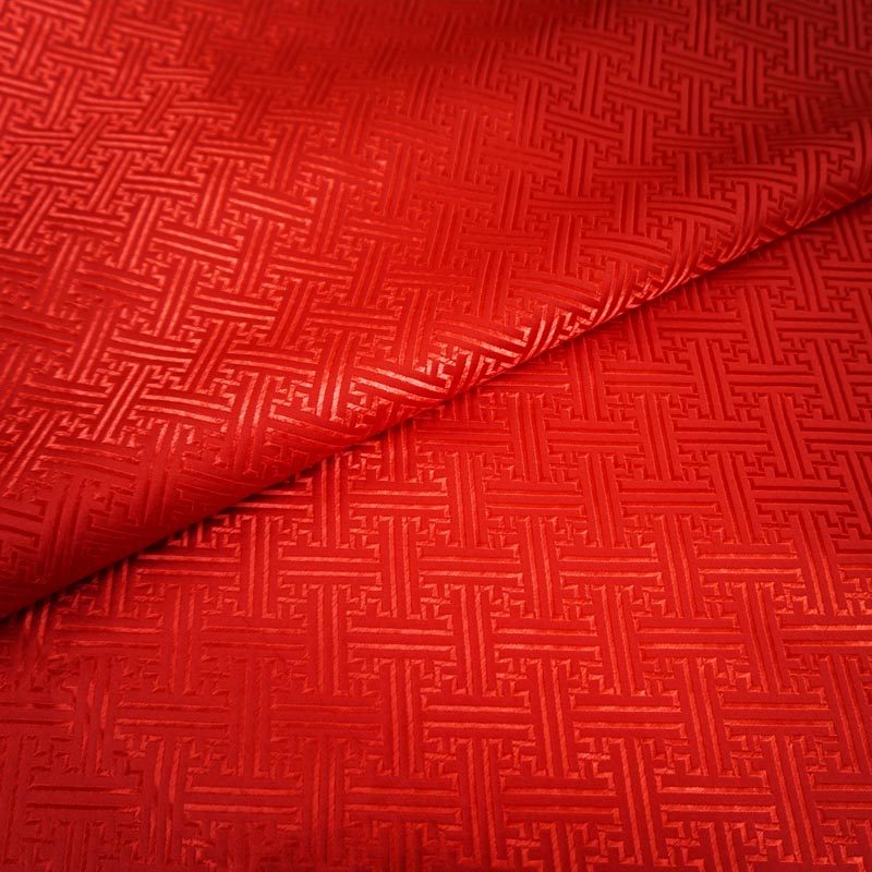 高档红色中回纹城墙纹织锦缎云锦丝绸缎子布料面料唐装汉服