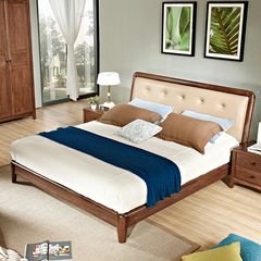 卓腾北欧简易实木床1.8米双人床简约单人1.5米大床家具真皮床婚床