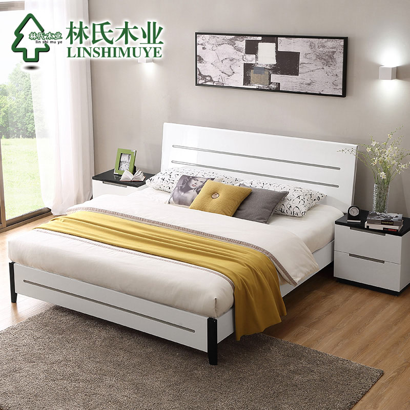 林氏木业现代板式床1.8米双人床简约高箱床主卧室组合家具BI1A-C产品展示图3