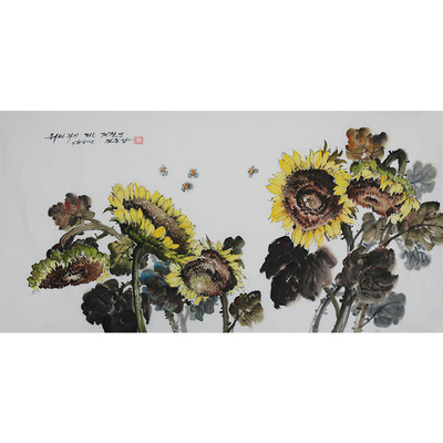 朝鲜一级画家金春阳《向日葵盛开的季节》