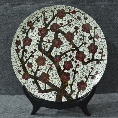 福建漆艺专家翁德钦作品【磨漆梅花立盘】