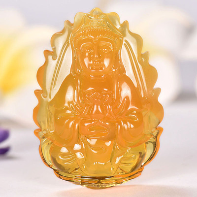 15.88克 天然琥珀 蜜蜡观音挂件