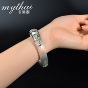 Opal bracelet s925 silver opening Thai ladies Thai silver engraved silver fashion jewelry