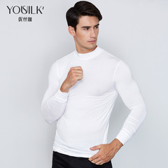 Yousilk/优丝珈男士半高领长袖保暖打底衫秋冬修身商务T恤新品