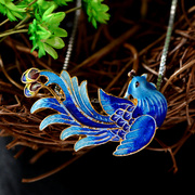 925 silver plated burned Thai blue vintage pendants cloisonne national wind technology handmade jewelry