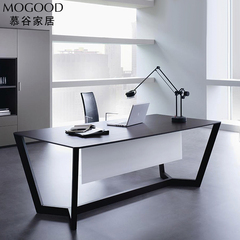 北欧风格书桌写字台简约现代电脑桌黑色烤漆创意时尚设计师办公桌