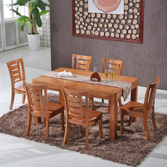 橡木餐桌全实木餐桌 长方形方桌6人饭桌现代简约小户型餐桌椅组合