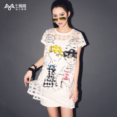 Pre summer of seven space space OTHERMIX2015 new cartoon character printed white short sleeve t-shirt woman