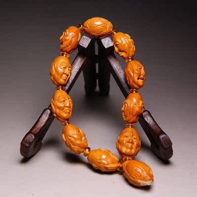 苏工核雕名家 高工苏红 全手工 双面十八罗汉 橄榄核雕手串