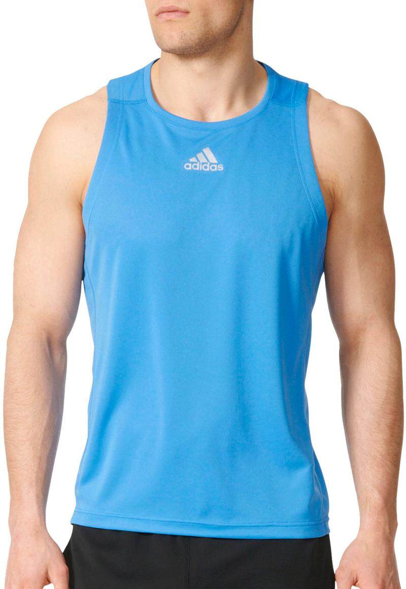 一折三叶草运动背心男_adidas/阿迪达斯背心男吊带蓝色休闲透气美国