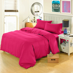 浪漫仙子 贡缎纯色 全棉四件套床上用品 床单式/床笠式 玫红