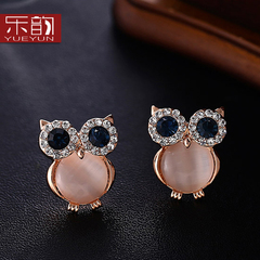 Music Korea stylish new hypoallergenic sweet temperament OWL Stud Earrings beautiful simple opal earrings