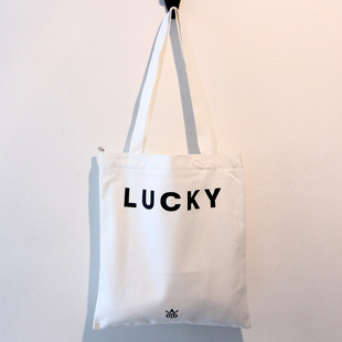 lv方格包好嗎 韓國GMZ時尚簡約lucky帆佈男女單肩包購物袋 潮包好運手提包 方格包