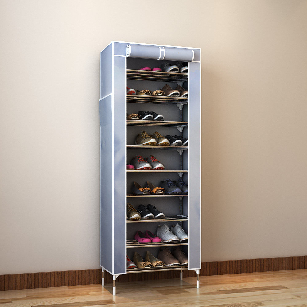 家用经济型不锈钢鞋架多层简易防尘牛津布鞋柜铁艺阳台收纳鞋架子