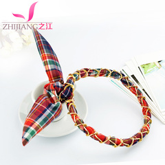 Rivers of Korea imported sweet pattern hair accessories hair band rabbit ears hair band headband lattice chain head band