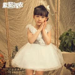 紫懿嫁衣童装女童儿童演出服花童白雪公主礼服裙公主裙春夏蓬蓬裙