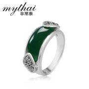 Thai silver ring 925 Silver Thai fashion retro green silver Onyx ladies ring